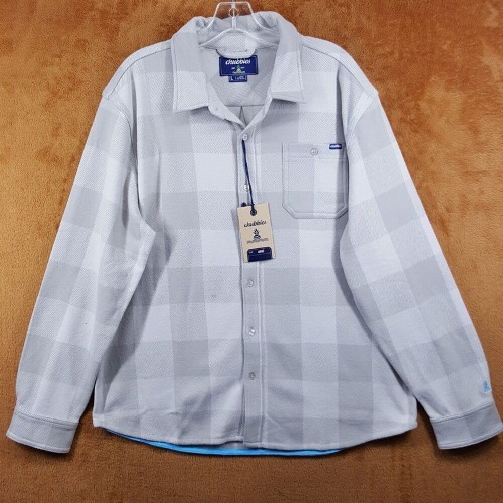 CHUBBIES Shirt Mens Large Gray Long Sleeve Button Down Shirt Jacket FLANNEL FEST